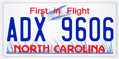 NC license plate ADX9606