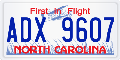 NC license plate ADX9607