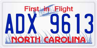 NC license plate ADX9613