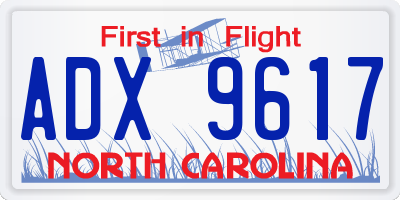 NC license plate ADX9617