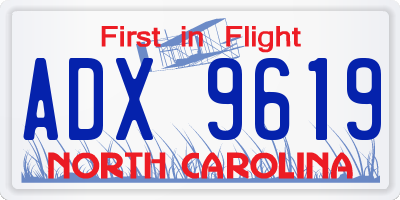 NC license plate ADX9619