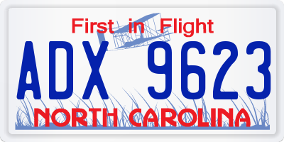 NC license plate ADX9623