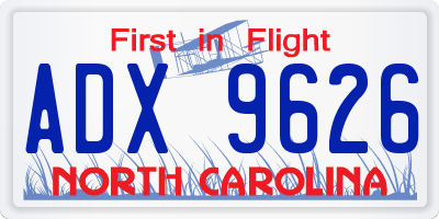 NC license plate ADX9626