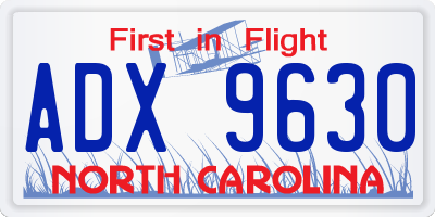 NC license plate ADX9630