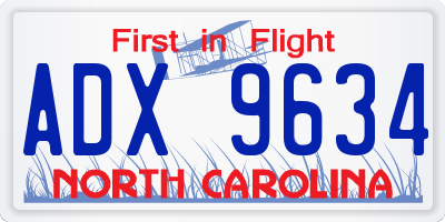 NC license plate ADX9634