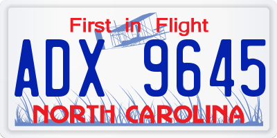NC license plate ADX9645