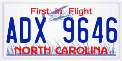 NC license plate ADX9646