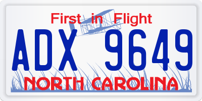 NC license plate ADX9649