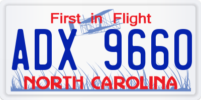 NC license plate ADX9660