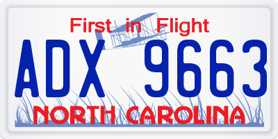 NC license plate ADX9663