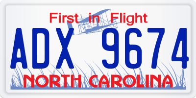 NC license plate ADX9674