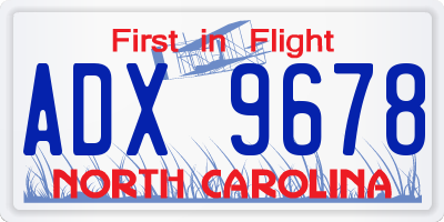NC license plate ADX9678