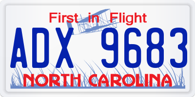 NC license plate ADX9683
