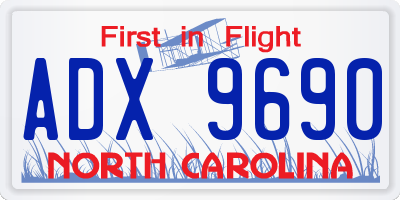 NC license plate ADX9690