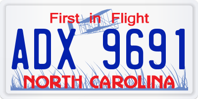 NC license plate ADX9691