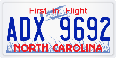 NC license plate ADX9692
