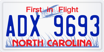 NC license plate ADX9693