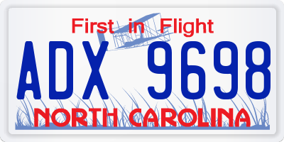 NC license plate ADX9698