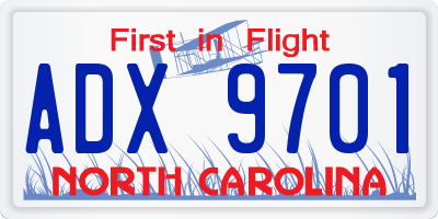 NC license plate ADX9701