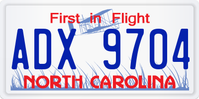 NC license plate ADX9704