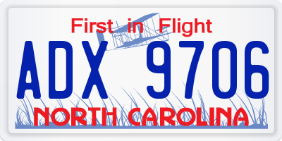 NC license plate ADX9706