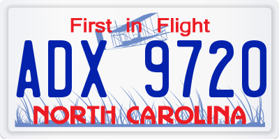 NC license plate ADX9720