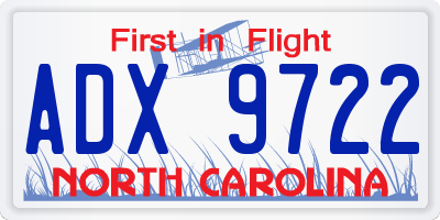 NC license plate ADX9722