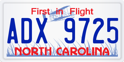 NC license plate ADX9725