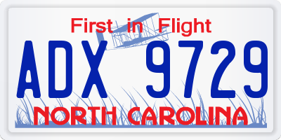 NC license plate ADX9729