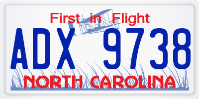 NC license plate ADX9738