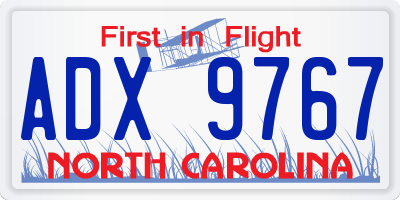 NC license plate ADX9767