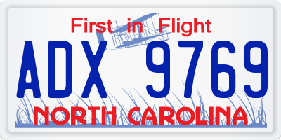 NC license plate ADX9769