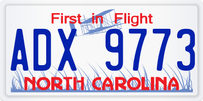NC license plate ADX9773