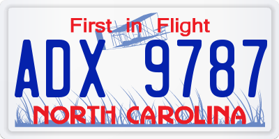 NC license plate ADX9787