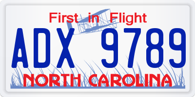 NC license plate ADX9789