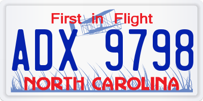 NC license plate ADX9798