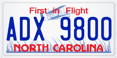 NC license plate ADX9800