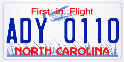 NC license plate ADY0110