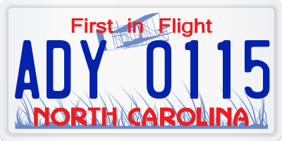 NC license plate ADY0115
