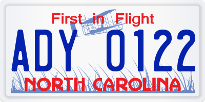 NC license plate ADY0122