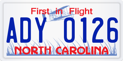 NC license plate ADY0126