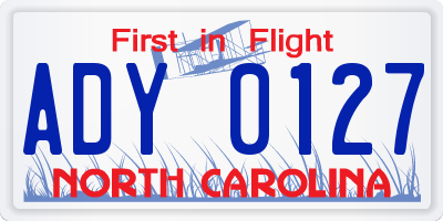 NC license plate ADY0127