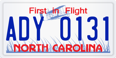 NC license plate ADY0131