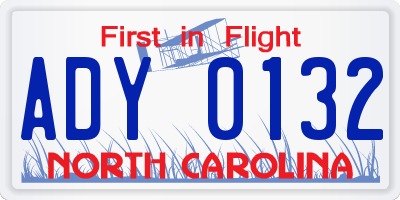 NC license plate ADY0132
