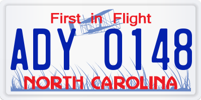 NC license plate ADY0148