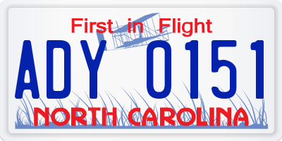 NC license plate ADY0151