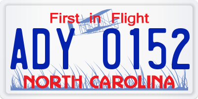 NC license plate ADY0152