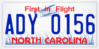 NC license plate ADY0156