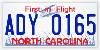 NC license plate ADY0165