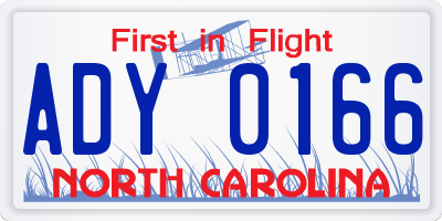 NC license plate ADY0166